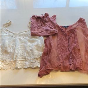 Two sheer tops and a shell